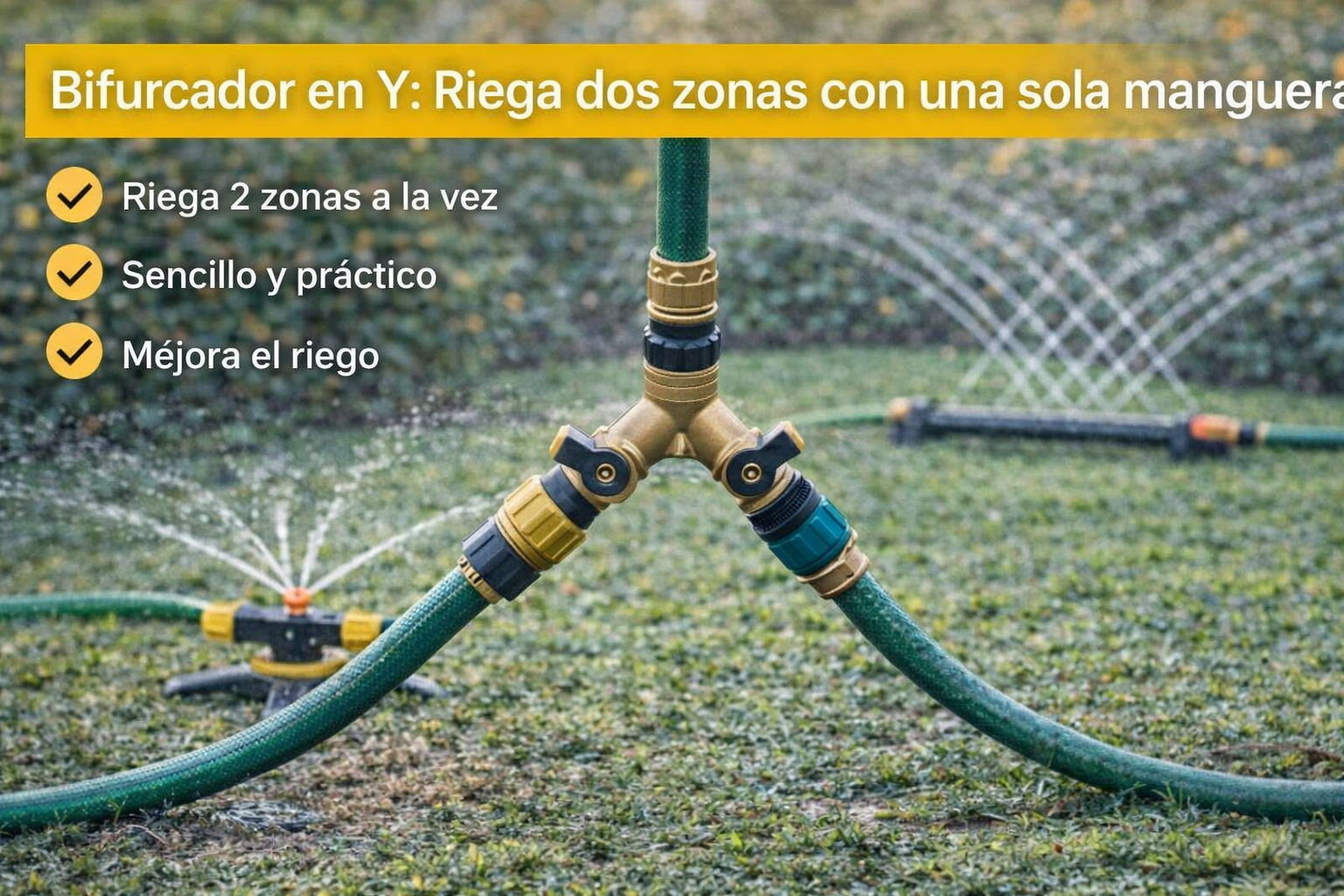Bifurcador en Y: Riega dos zonas con una sola manguera