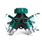 Bifurcador Grifo Y 2 Salidas Independientes Válvulas Control Regulable 3/4 Manguera Temporizador