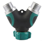 Bifurcador Grifo Y 2 Salidas Independientes Válvulas Control Regulable 3/4 Manguera Temporizador