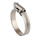 Manguera plana con accesorios de PVC y abrazaderas.