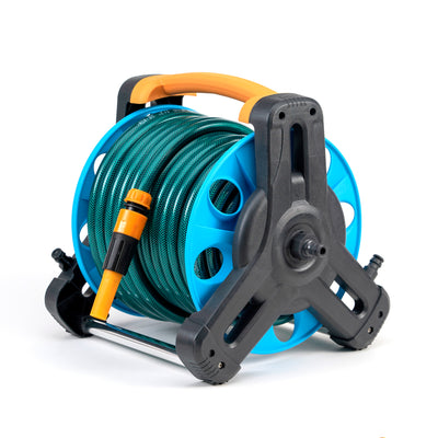 Carro porta mangueras de jardin con 30 metros de manguera de 13mm 1/2".